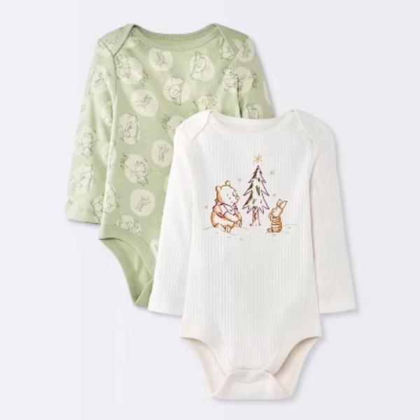 Baby 2pk Winnie the Pooh Bodysuit - Cloud Island™ Cream 12M