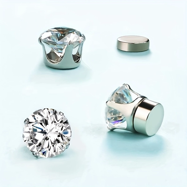 2pcs/1pair Elegant Stainless Steel Earrings for Men and Women - Sparkling Synthetic Cubic Zirconia, Hypoallergenic, No-Pierce Design, 4-8mm, Ear Clip for Non-Pierced Ears, Elegant Gift for Mother'S Day, Valentine'S Day, Birthdays, Anniversaries, Elegant Earrings | Sparkling Earrings | Hypoallergenic Earrings