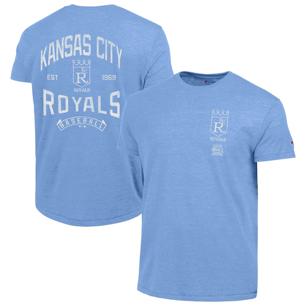 Men's Kansas City Royals Champion Light Blue Vintage 3-Hit Tri-Blend T-Shirt