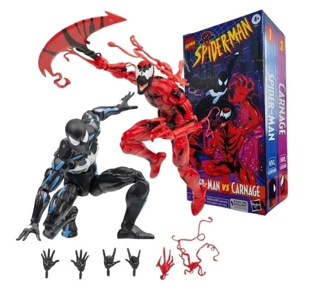 Marvel Legends Retro Series Symbiote Spider-Man vs Carnage 6" Action Figure
