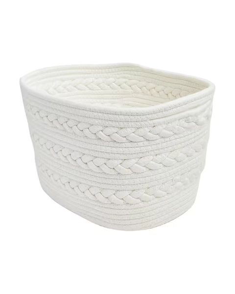 Rectangle Braid Rope Basket - White - White - One Size