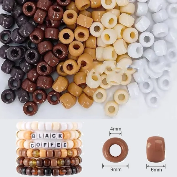 100pcs Acrylic Pony Beads 6x9mm Bulk Plastic Large Hole Mix Pen Hair Kandi Beads for Friendship