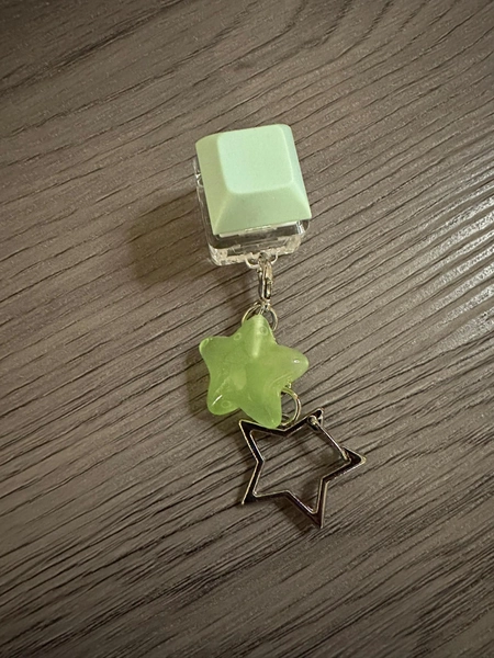 Clicky Keyboard Key Keychain with Resin Glow-in-the-Dark Star | Fidget Toy | ASMR Sound | Fidget Gifts | Stress Toys