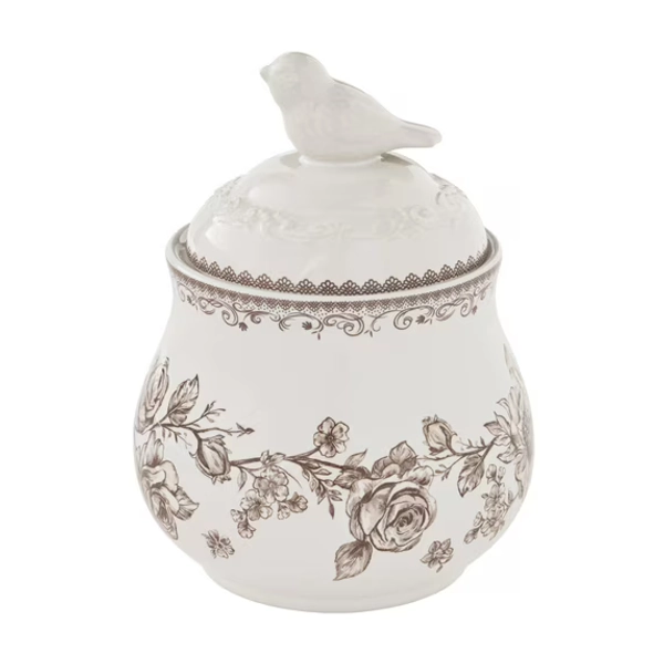 The Pioneer Woman Agatha Stoneware Sugar Bowl with Lid, Brown