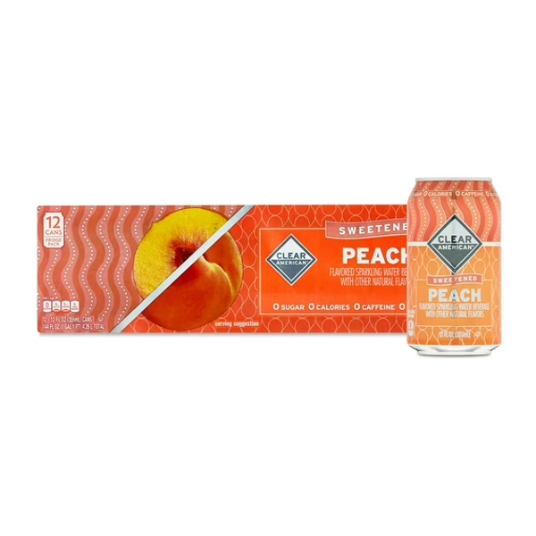 Clear American Golden Peach Water, 12 fl oz, 12 pack