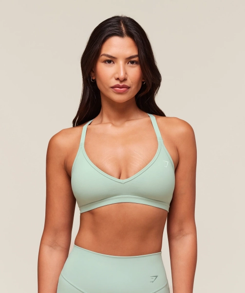 Gymshark Cotton Racerback Sports Bra - Morning Blue