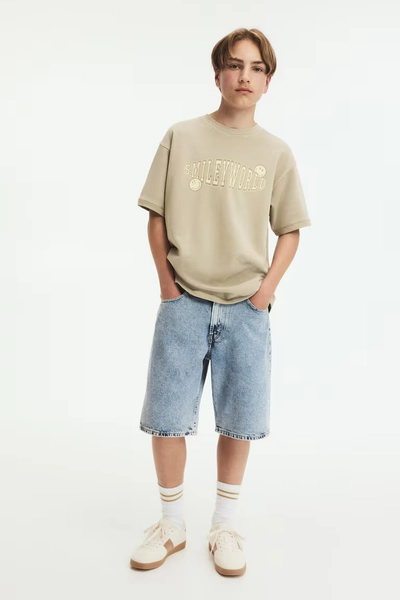 Loose-Fit Denim Shorts - Denim blue