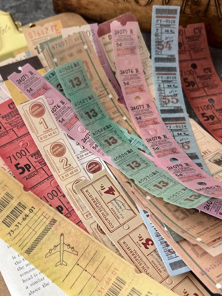 30pcs/Pack Vintage Ticket Stickers, DIY Collage Decoration Materials