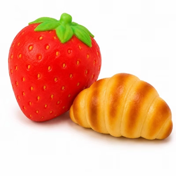 Link Squishy Kawaii Toy 2 Pack Combo Stress Relief, ADHD Slow Rising Sensory Fidget For Kids, Teens & Adults (Strawberry+Croissant)