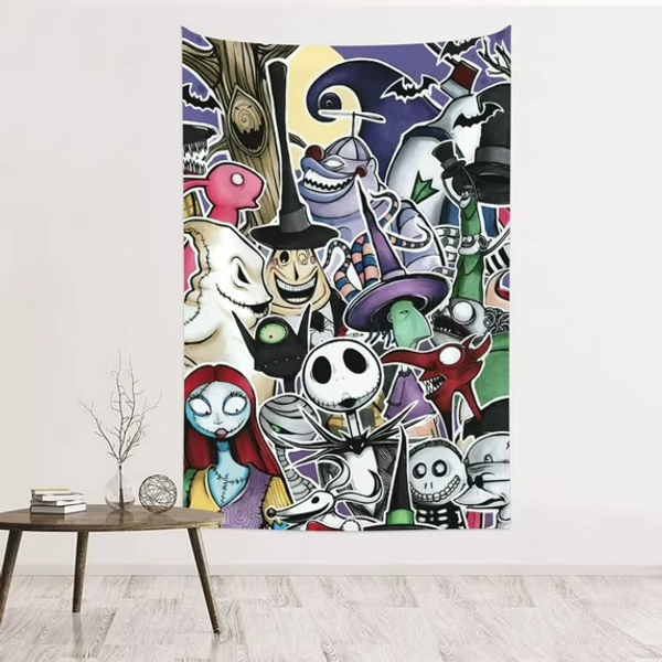 Jack and Lisa Tapestry 60*40 inches Nightmare Christmas Tapestry for Bedroom Party Home Decor