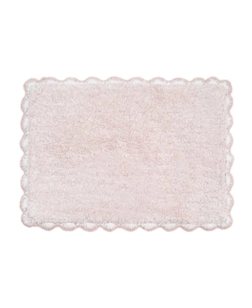 Laura Ashley Heathered Crochet Border Cotton Bath Rug, 17" x 24" - Blush