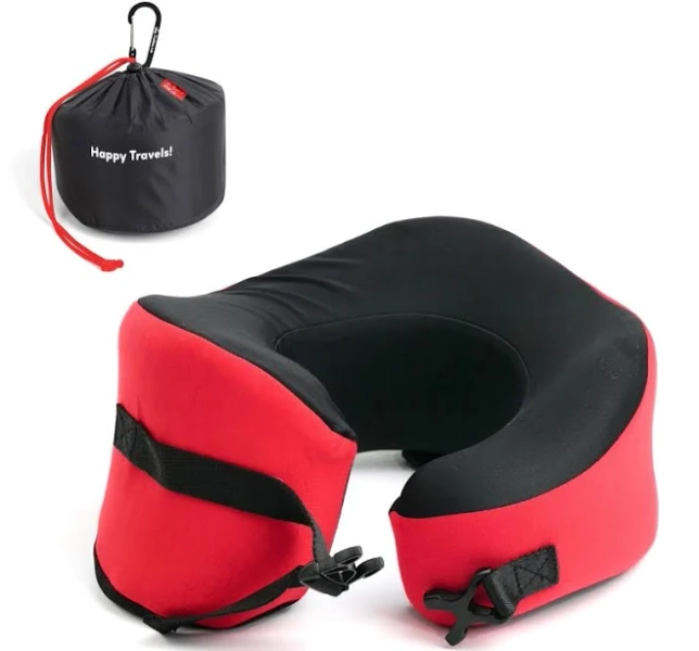 C Cushion Lab Travel Pillow Award Winning Patented Ergonomic Design for Chin & Neck Support Memory Foam Neck Pillow