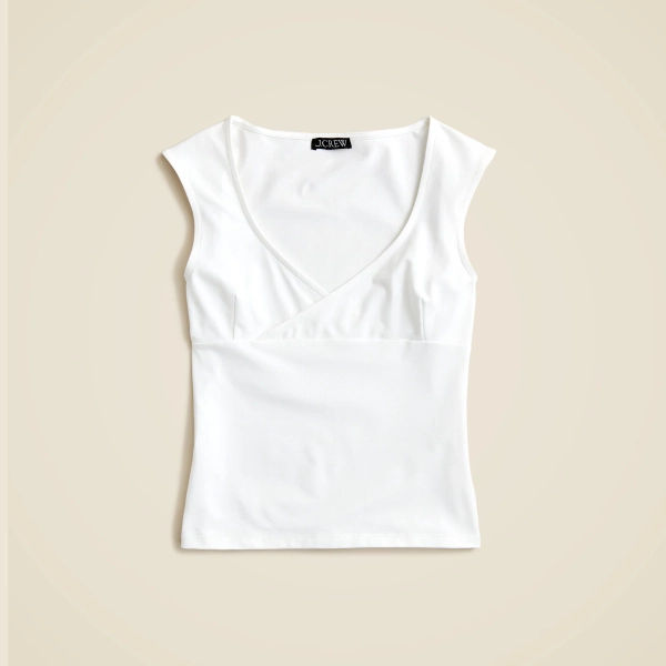 J crew Stretch cotton cap-sleeve crossover shirt