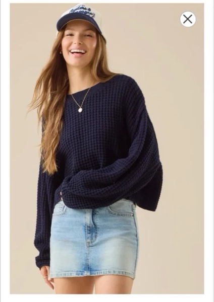 Makayla Waffle Cropped Sweater