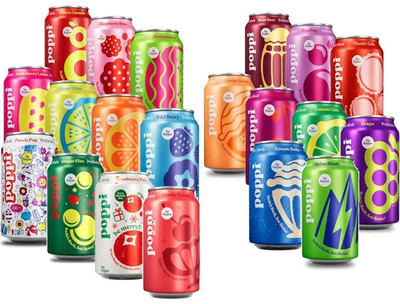 Poppi Prebiotic Soda, Complete Flavor Variety Pack, 12oz (Pack of 24)