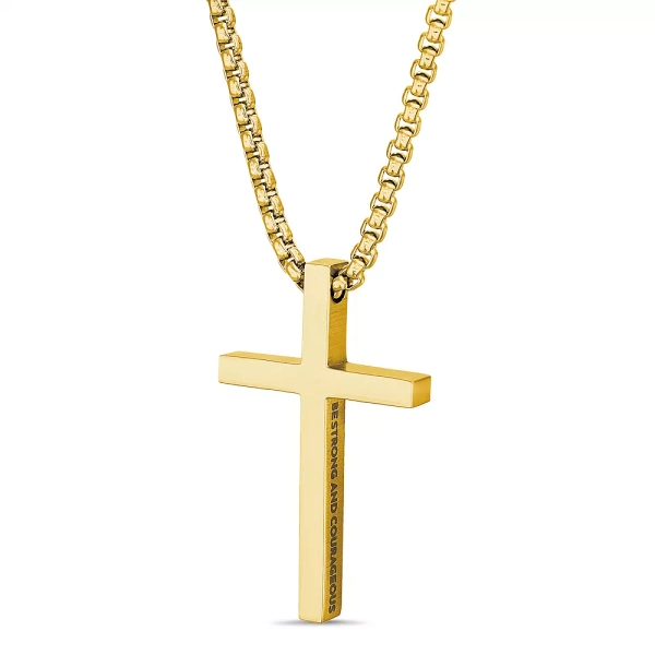 Men's STUDIO 1913 Stainless Steel Joshua 1:9 Cross Necklace