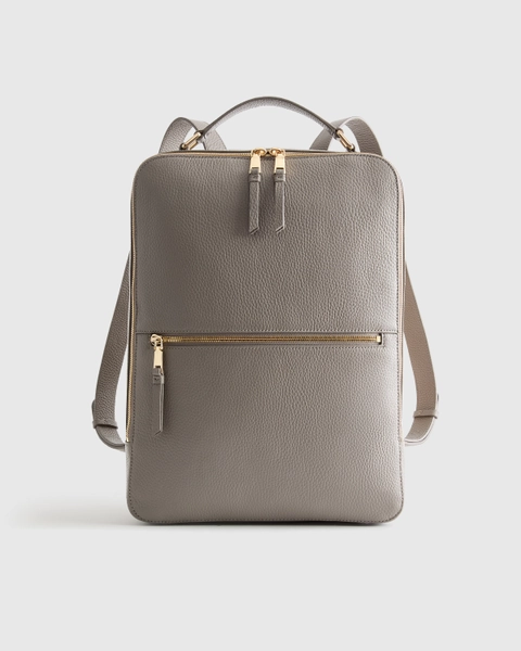 Italian Leather Laptop Backpack in Black