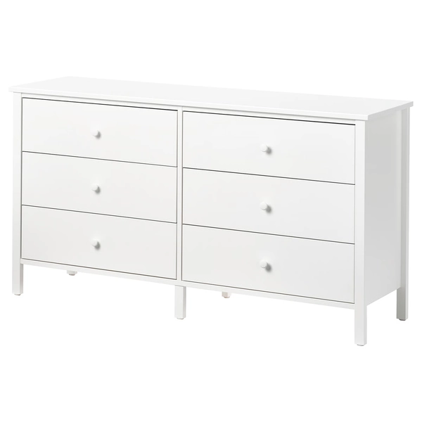 KILBERGET 6-drawer chest - white/anchor/unlock function 56 3/4x30 3/4 "
