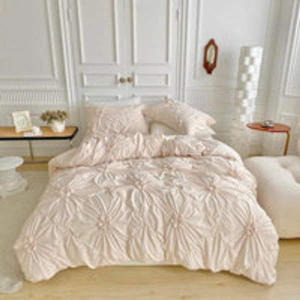 Omelas Nayoroom Rustic French Style Textured Flower Pinch Pleated Duvet Cover Set Solid Luxury Bedding Sets | Wayfair