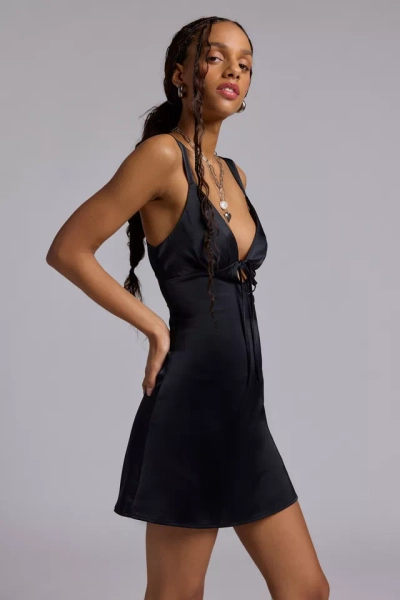Kimchi Blue Brooke Keyhole Cutout Satin Slip Mini Dress