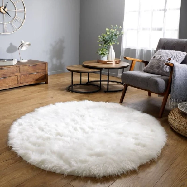 Everly Quinn Haja Fluffy Faux Sheepskin Fur Shag Area Rug