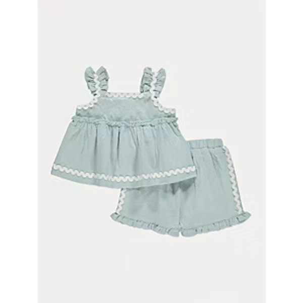 Sage Green Ric Rac Frilled Top and Shorts Outfit