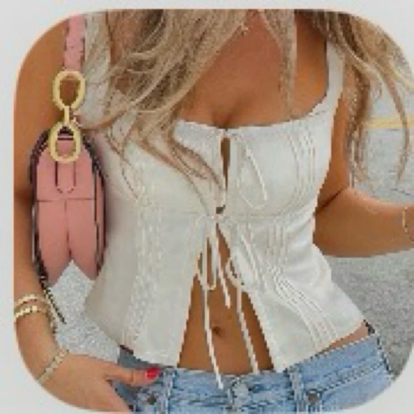 INAWLY Ladies' Solid Color Front Tie Wide Strap Minimalist Casual Tank Top