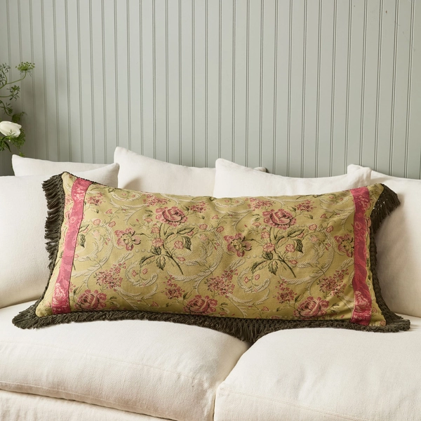 Lucie Jacquard Fringe Lumbar Pillow Cover
