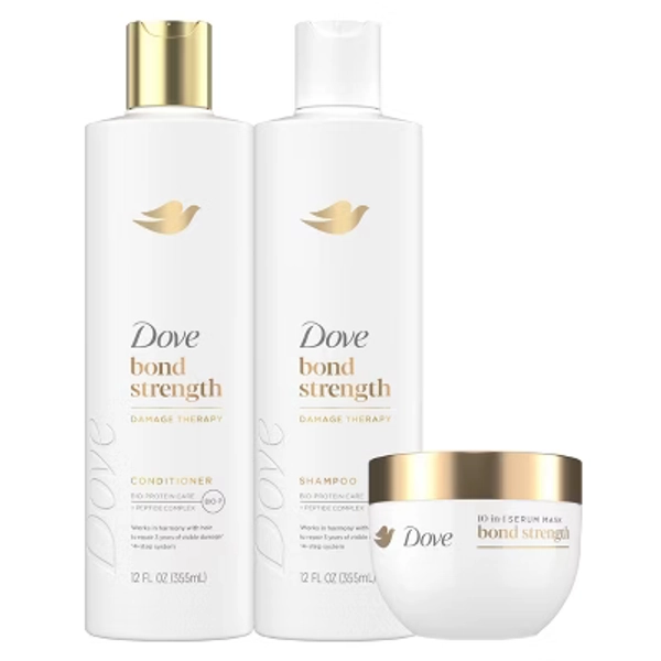Dove Beauty Bond Strength Peptide Complex Hair Care Shampoo 12 fl oz +  Conditioner 12 fl oz + Serum Hair Mask 9.2oz