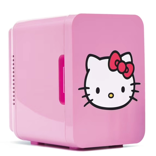 Hello Kitty Mini Fridge 4L 6 Can, Pink Portable Beverage Cooler for Drinks, Skincare, Bedroom, Office, Vanity