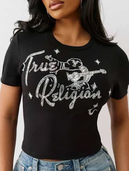 True Religion Women's Crystal Buddha Baby T-Shirt