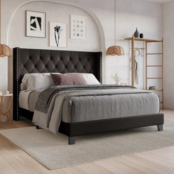 Lark Manor™ Aireanna Vegan Leather Wingback Bed