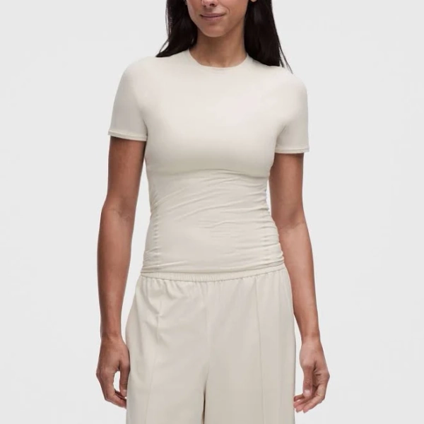 lululemon Wundermost Ultra-Soft Nulu Hip-Length Crewneck Shirt - Size M - Light Ivory