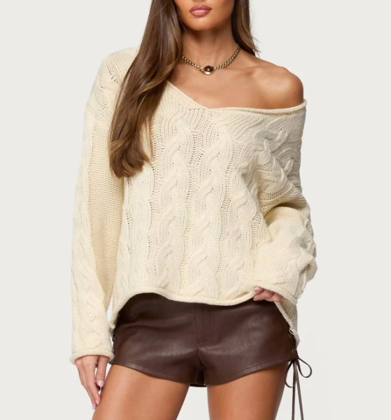Edikted Women's Inga Oversized Cable Knit Sweater