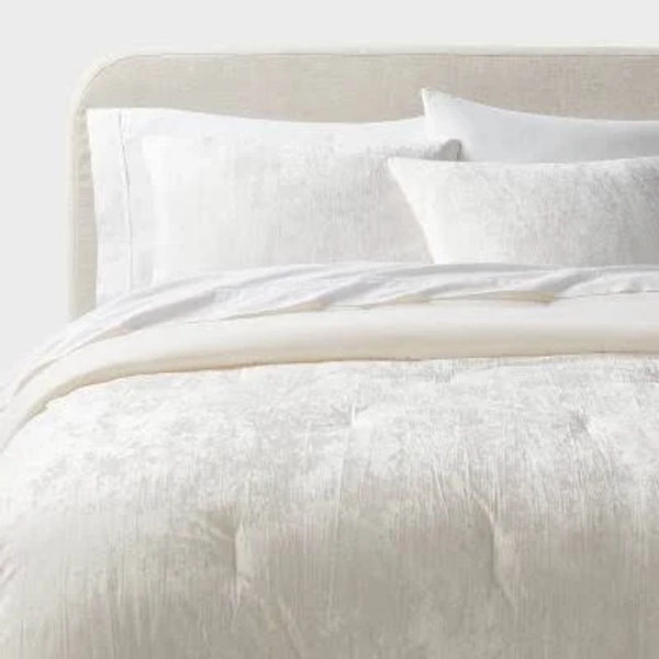 threshold 3pc Luxe Distressed Crinkle Velvet Comforter and Sham Set