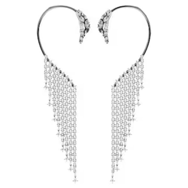 The Vienna Collection ear cuffs, Swan, White, Ruthenium plated