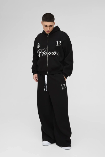 Medium Oversized Boxy Homme 13 Zip Through Extreme Wide Leg Tracksuit | boohooMAN USA