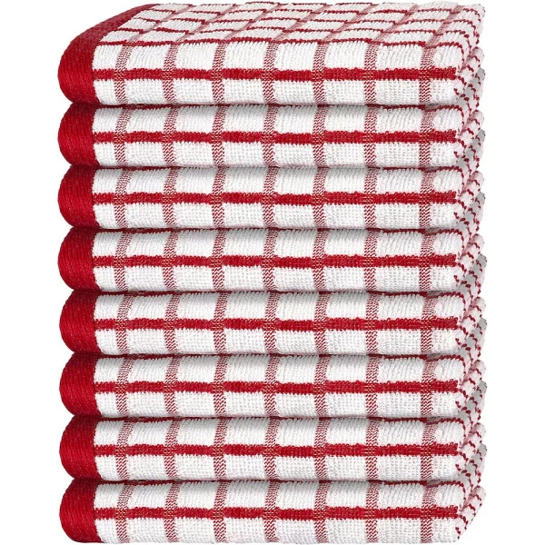 Classic 100% Cotton Checkered Design Kitchen Towel Set of 8 - 16x26"