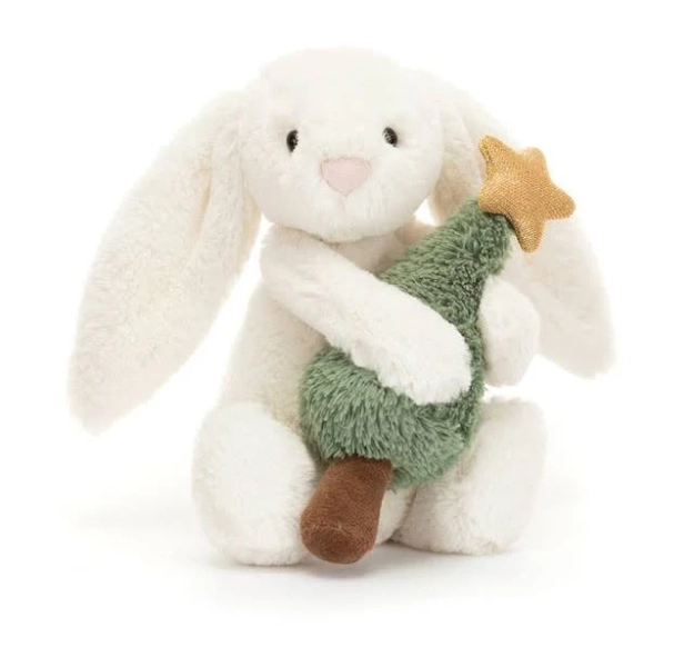 Jellycat Bashful Bunny with Christmas Tree