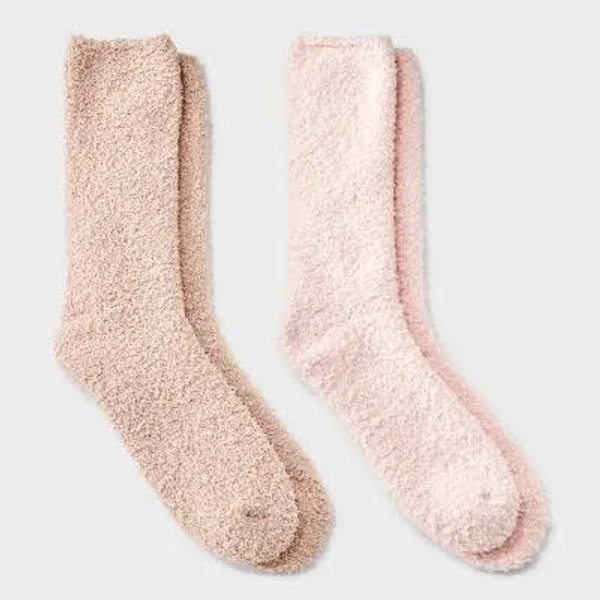 Auden Women's Solid Cozy Crew Socks (2 Pack)