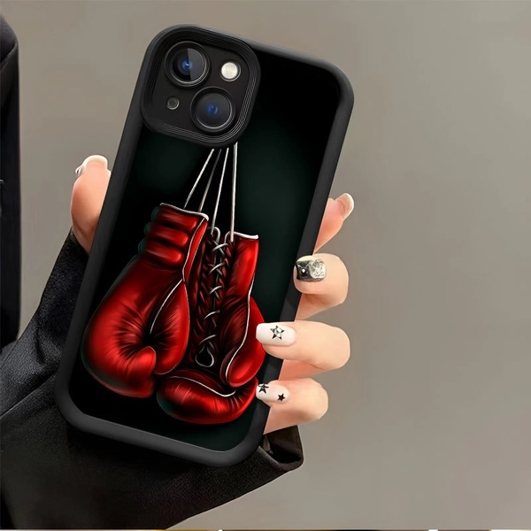 A Phone Case Featuring a Pattern of Red Boxing Gloves, Creatively Designed And Popular Among Buyers. This New Mobile Case Has a Unique Groove Design, Offering a Fun, Simple, And Stylish Look That Appeals to Both Men And Women, Compatible with for iphone Models 11 Through 16, Including 16E, 16PRO, And 16PROMAX.