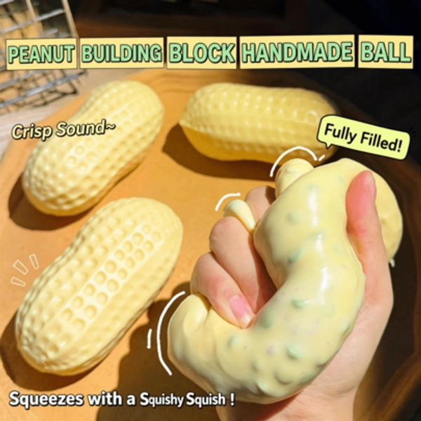 Crunchy Peanut Ball Squishy, Peanut Building Block Handmade Squeeze Toy, Cute Stress Relief Toy, Filled Building Block Squishy, Slow Rising Fidget Toy, Stress Relief Toy