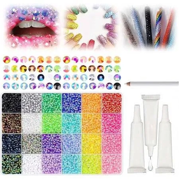 Colorful DIY Resin Rhinestone Kit, Resin Jelly Rhinestones for Bedazzling 3mm Flatback Gems, Includes Storage Box, Tools, Rhinestones Gems Bedazzling