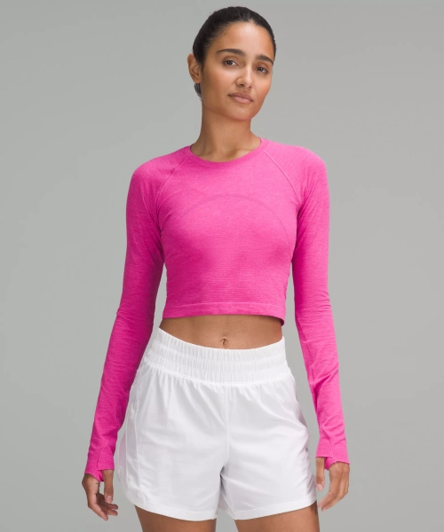 Swiftly Tech Cropped Long-Sleeve Shirt 2.0 - Pow Pink/Pow Pink - 6