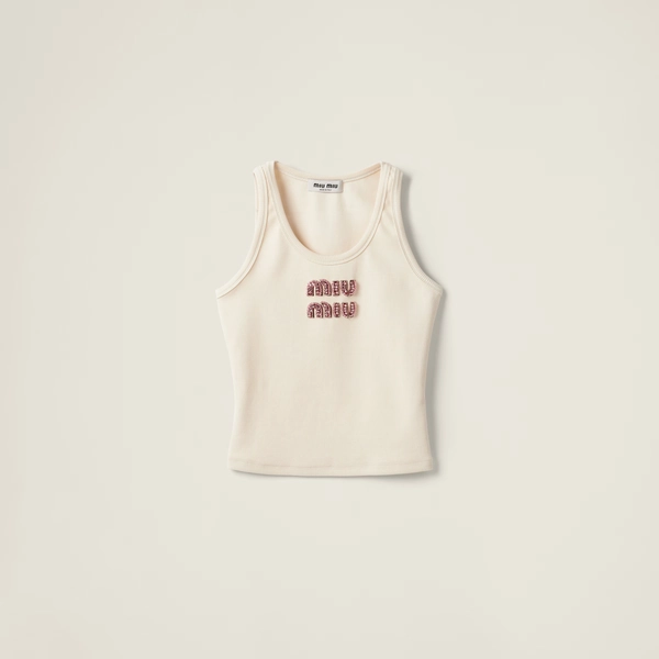 Ribbed jersey top