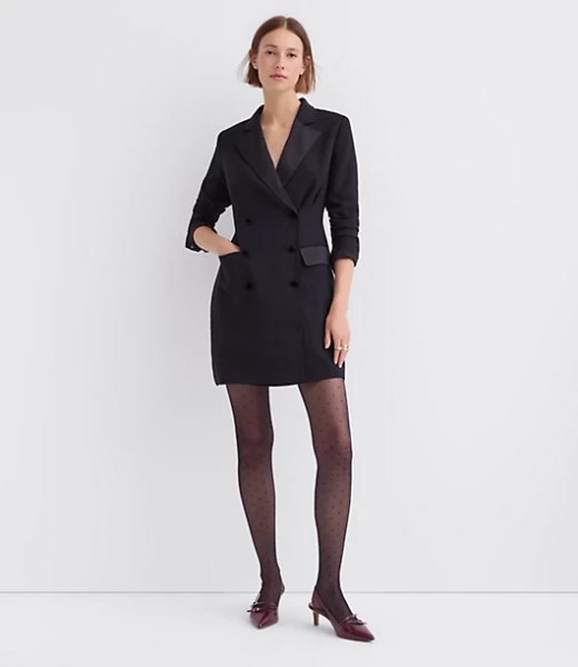 Satin Trim Blazer Mini Pocket Dress
