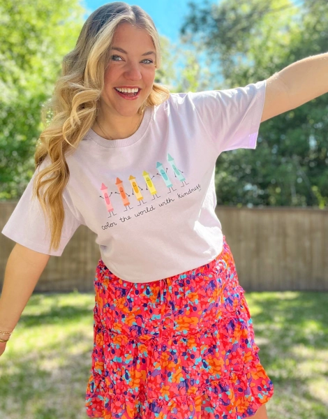 Color The World With Kindness Tee - Orchid
