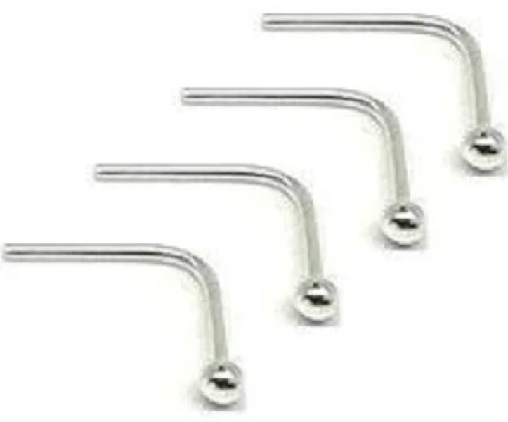 Marie-France Tiny Sterling Silver L Shape Nose Studs