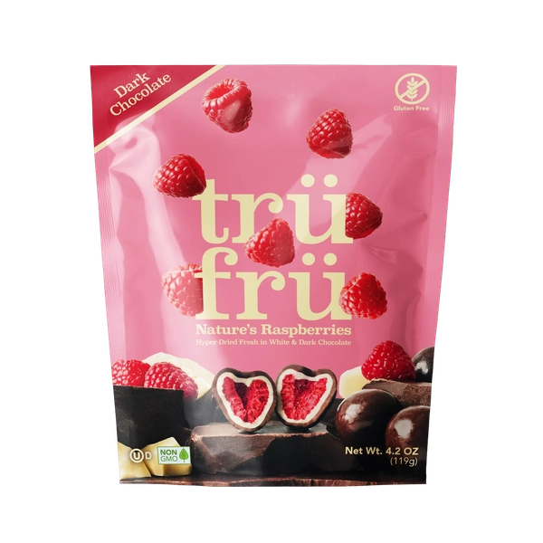 Tru Fru Dark Chocolate Dipped Hyper Dried Real Raspberries (4.2 oz)