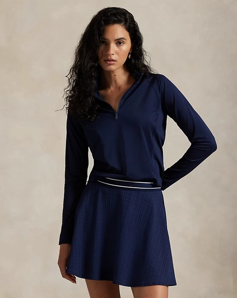 Stretch jersey trui met kwartrits